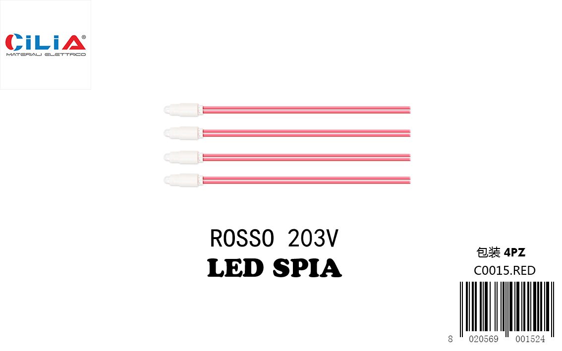 Spia LED rossa - Confezione 4 pezzi CILIA, codice C0015.RED