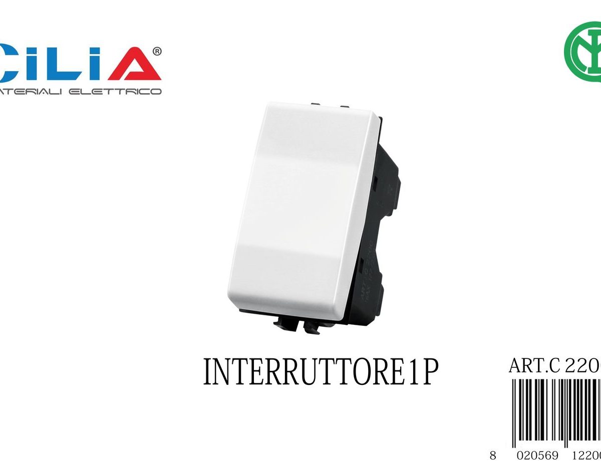 Interruttore 1P 16AX - Serie Cloud CILIA, codice C2200