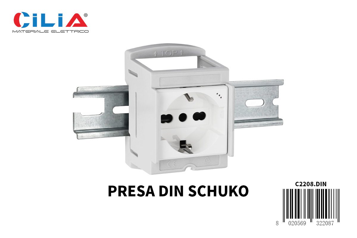 Presa Schuko 2P+T 16A - Serie Cloud CILIA, codice C2208