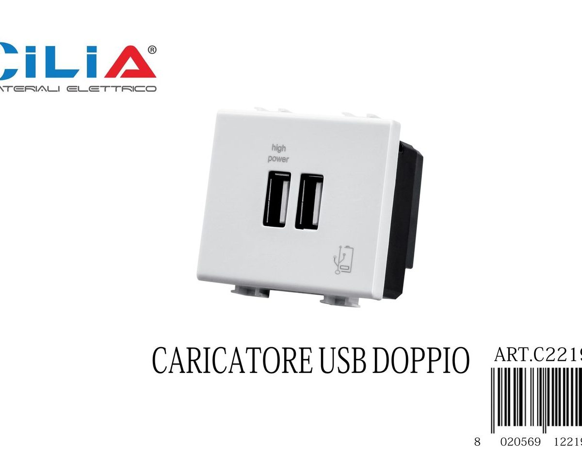 Caricatore USB 2 porte - Serie Cloud CILIA, codice C2219
