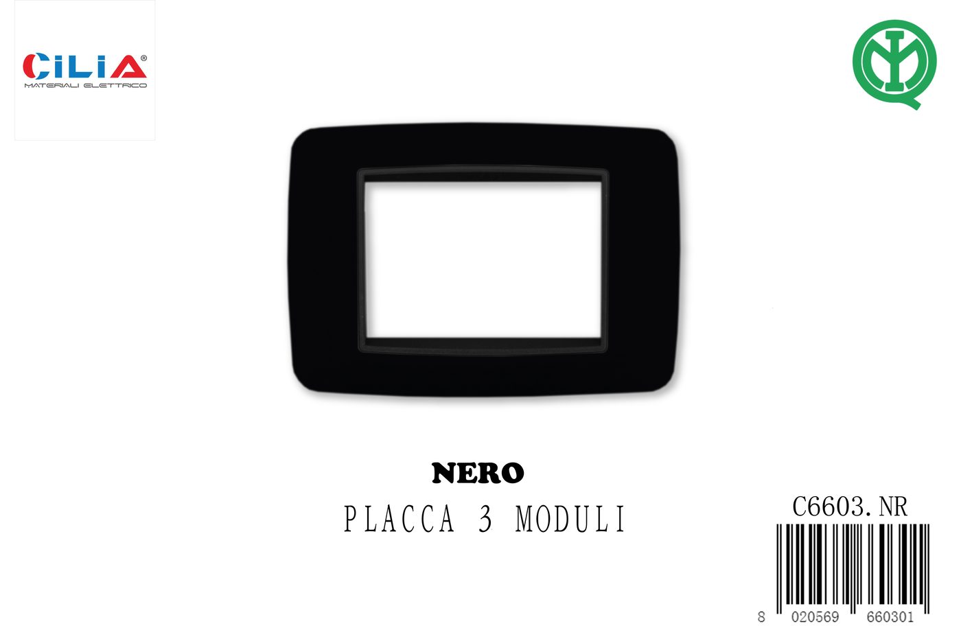 Placca 3 moduli Nero - Serie Sun CILIA, codice C6603.NR