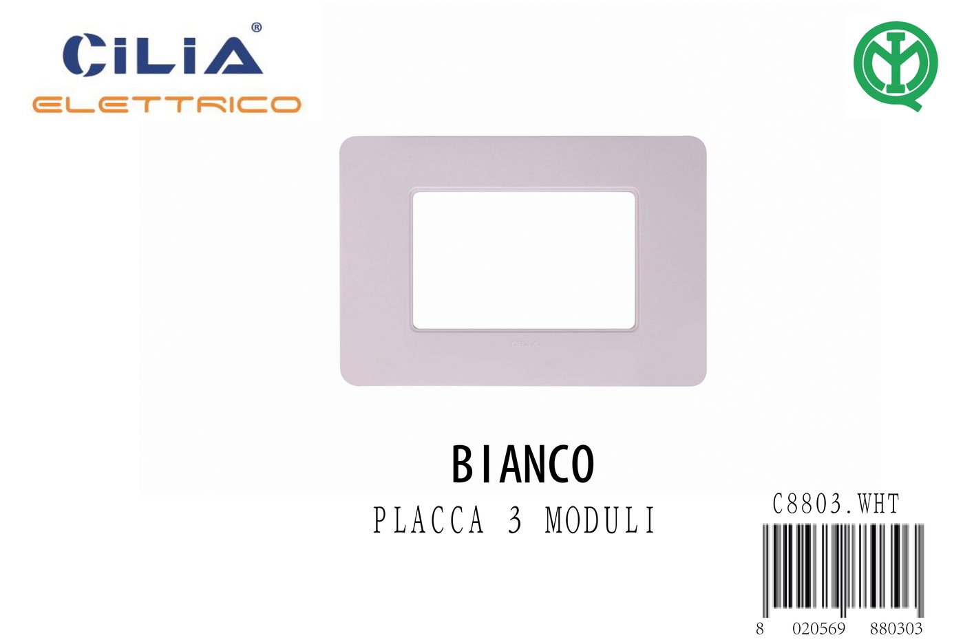 Placca 3 moduli Bianco - Serie Cloud CILIA, codice C8803.WHT