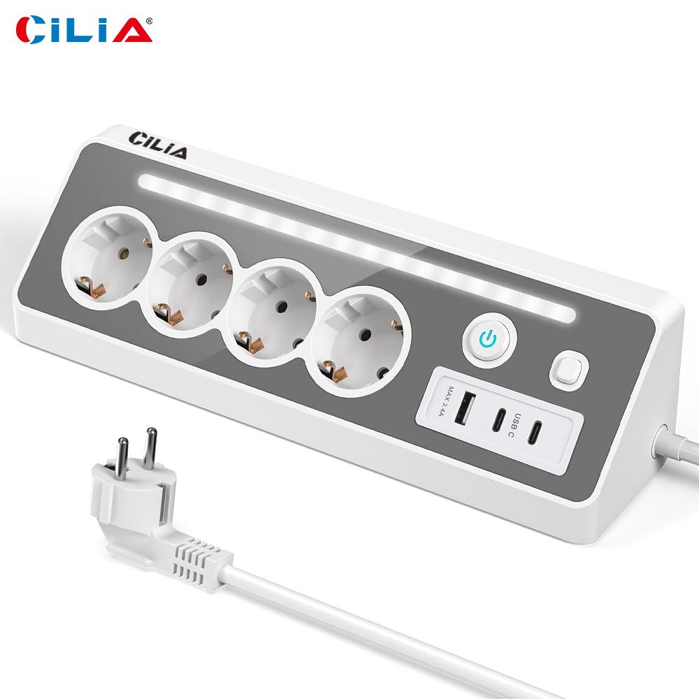 Ciabatta 4 posti Schuko con ricarica USB-A e USB-C CILIA, codice E28